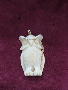 14k Owl Pendant with Gold Monocle Chain
